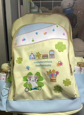 日系可爱棉花糖猫咪撞色大容量双肩包初高中大学生上课百搭背包