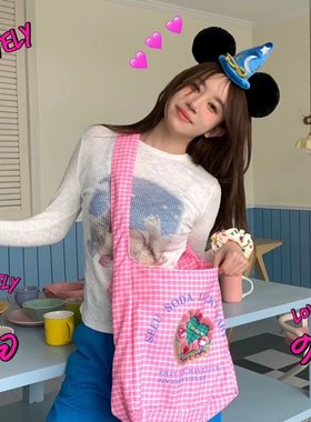 SAME TIME/原创芭比粉钻石斜挎包大容量可爱肩挎包多巴胺穿搭背包