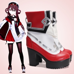 cosplay鞋子原神海灯节胡桃宿雪桃红cos鞋香菱岁夜欢哗高跟动漫鞋