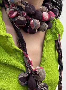 T Lonely1秋冬围巾压褶设计款围巾图案长款围巾