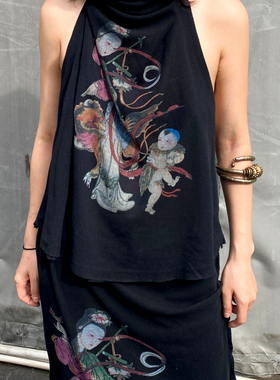 T Lonely1 原创设计夏季凉爽背心绑带上衣 半裙 套装