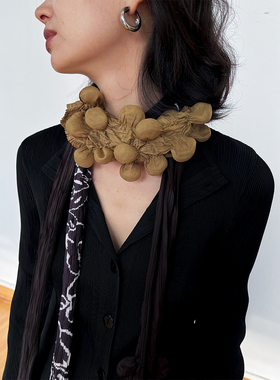 TLonely1原创设计褶皱围巾秋冬季新款个性小众高级感细长围脖两色