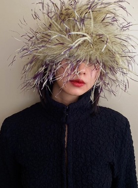 T Lonely1 围巾 鸵鸟毛围巾渐变浅绿/实际色为主