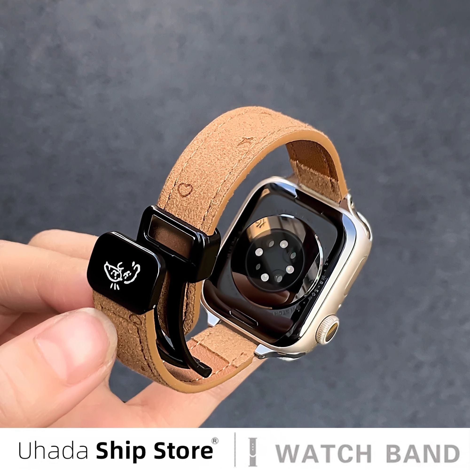 适用Apple WatchS10表带苹果手环皮质9iWatch7654可爱ins风腕带