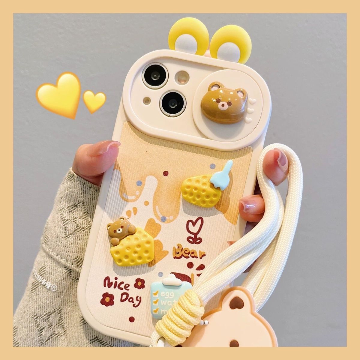 苹果16手机壳iphonepromax立体小熊13可爱卡通12趣味新款11网红
