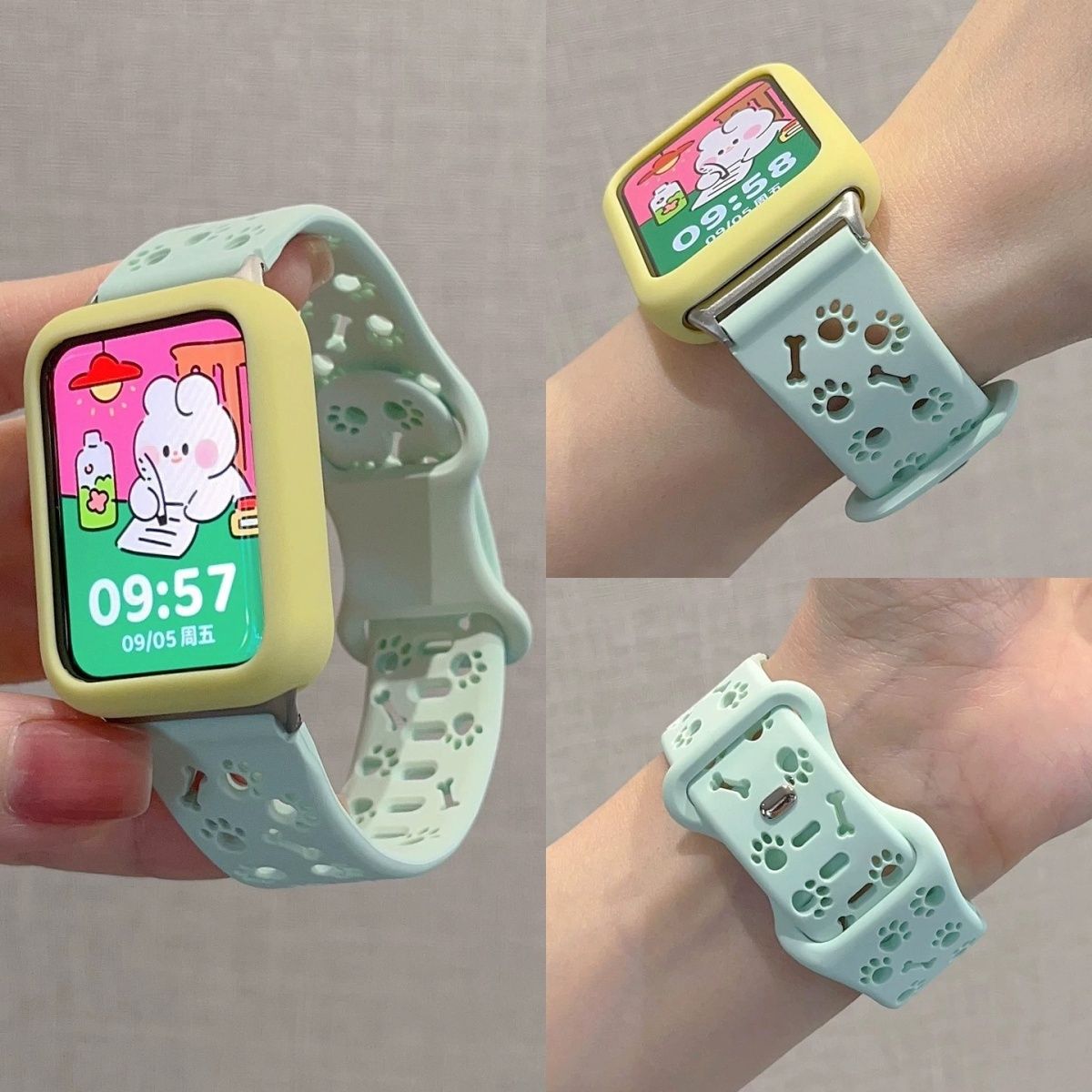 适用华为Fit4pro狗爪镂空硅胶表带watchfit4可爱Fit3搭硅胶软壳女