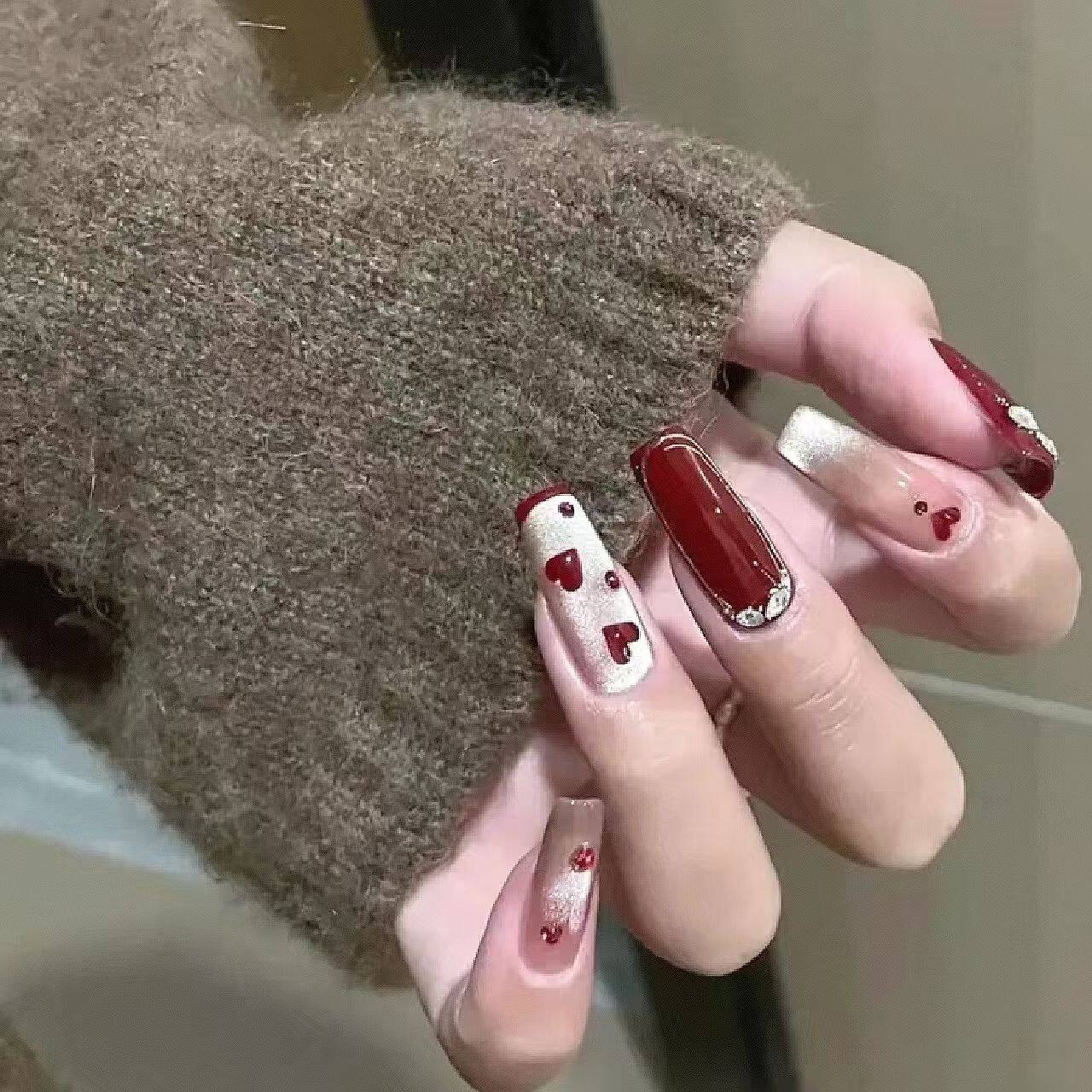 【红色爱心】新年纯手工穿戴甲安美甲工具