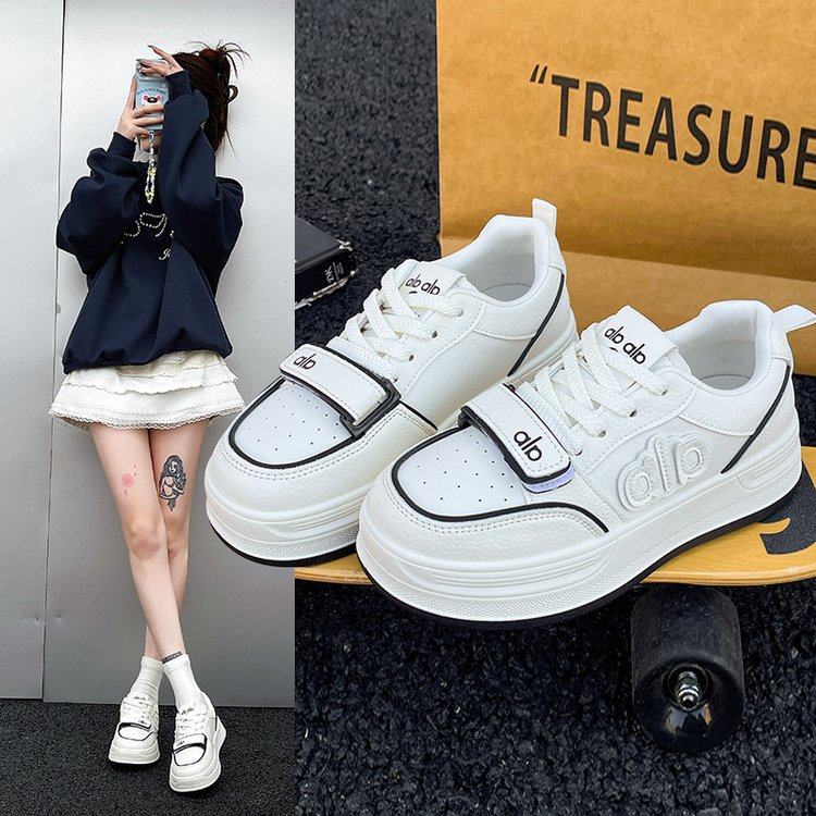 2026春季新款配裙子休闲厚底鞋显脚小运动板鞋子圆头松糕小白鞋女,女鞋,时尚休闲鞋,淘宝优惠券,粉丝福利购,淘宝优惠卷