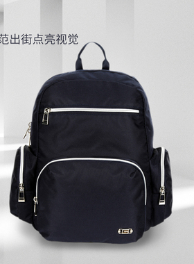 双肩背包男女大容量防水户外休闲包黑色简约风日背包5207