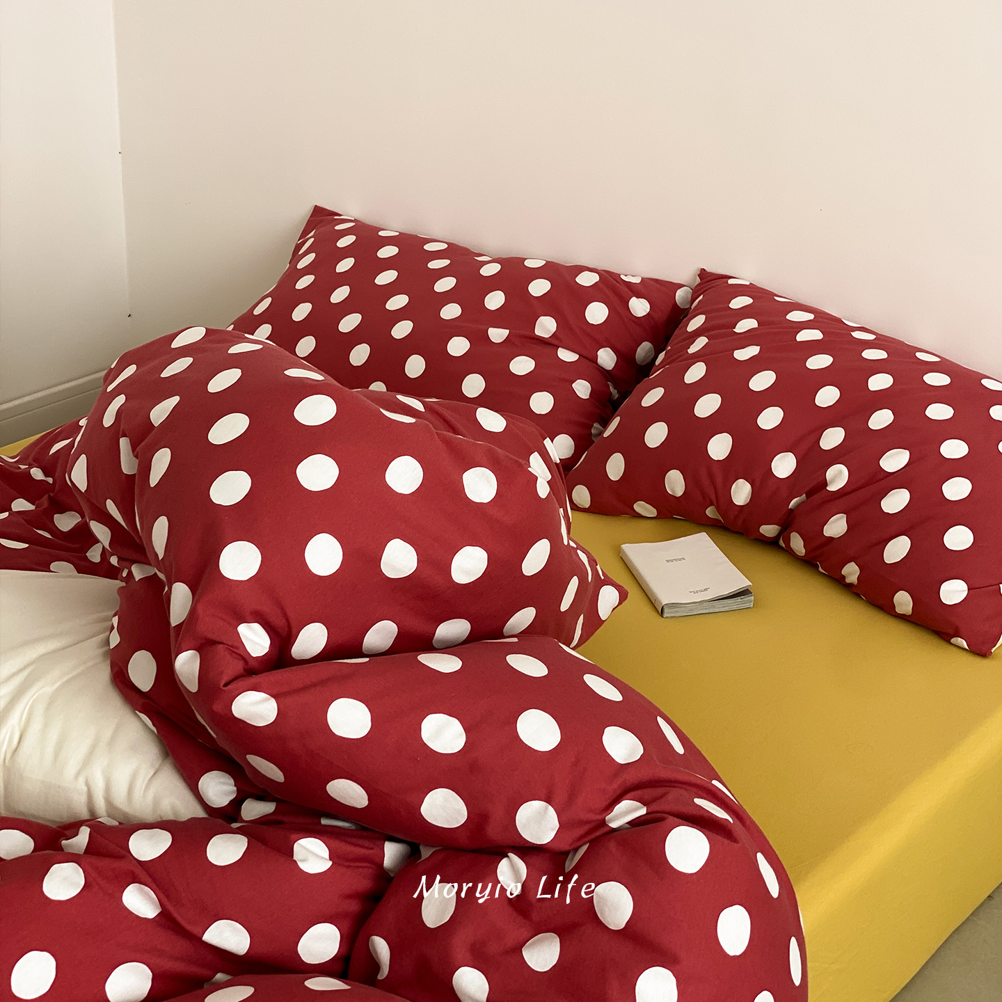 木悠ins波点软糯亲肤全棉针织棉四件套天竺棉纯棉被套床单床笠式