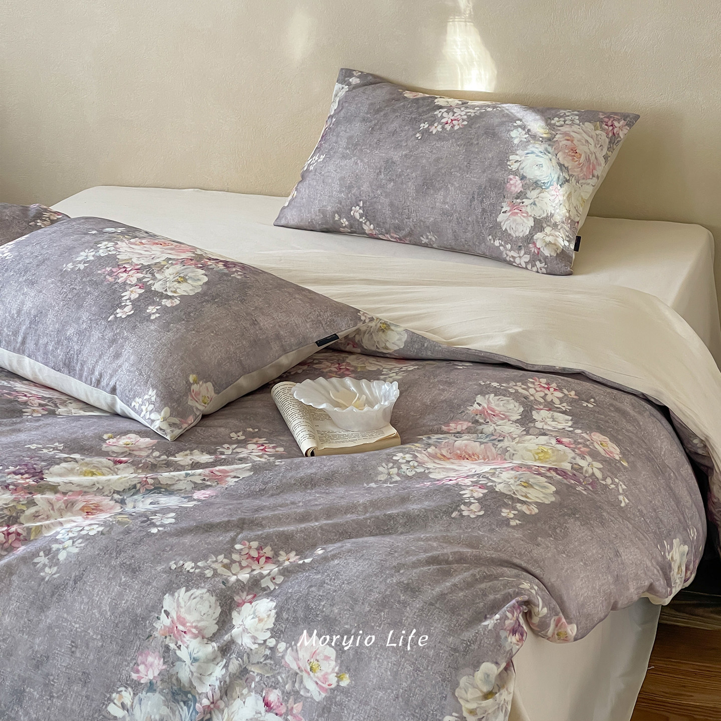 木悠法式田园风花卉数码印花棉麻四件套亚麻被套床单柔软床上用品,床上用品,床品套件/四件套/多件套,淘宝优惠券,粉丝福利购,淘宝优惠卷