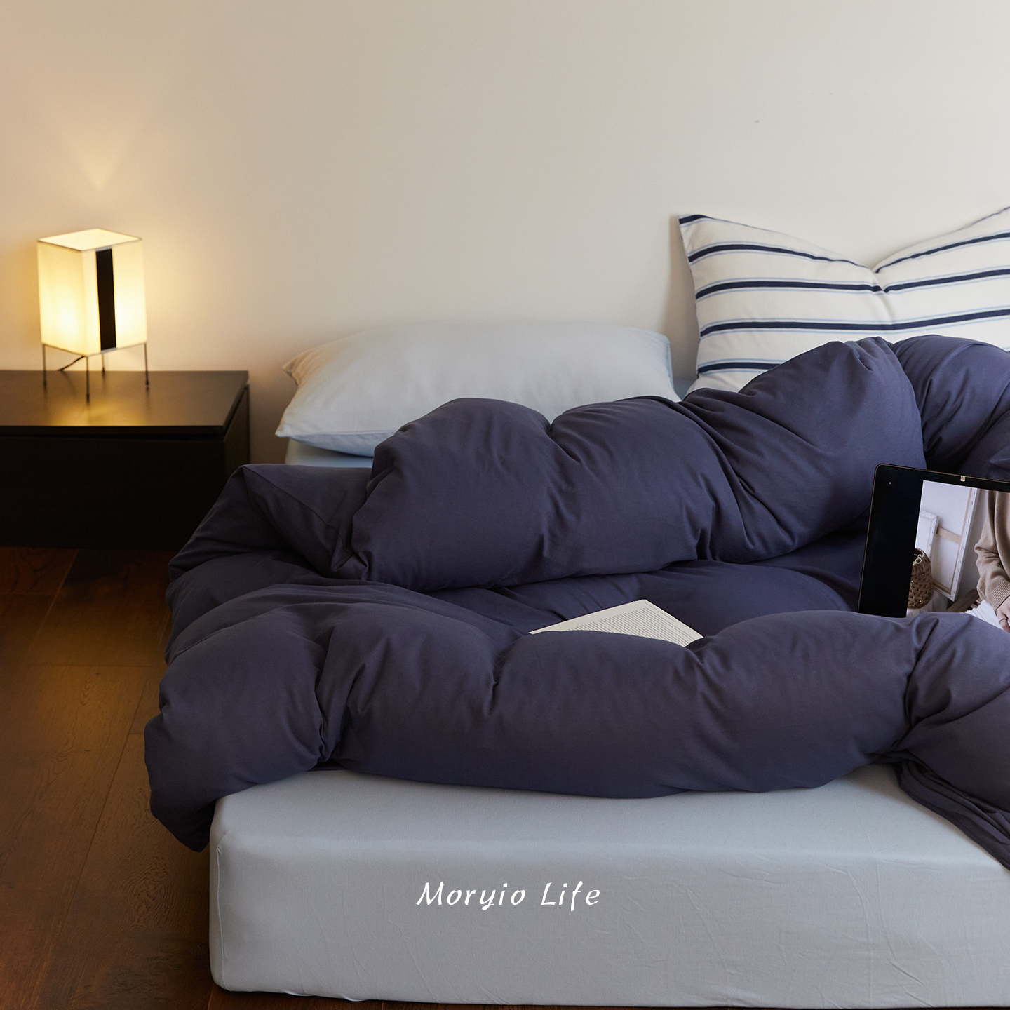 木悠ins风简约混搭撞色全棉针织棉四件套软糯天竺棉裸睡被套床单