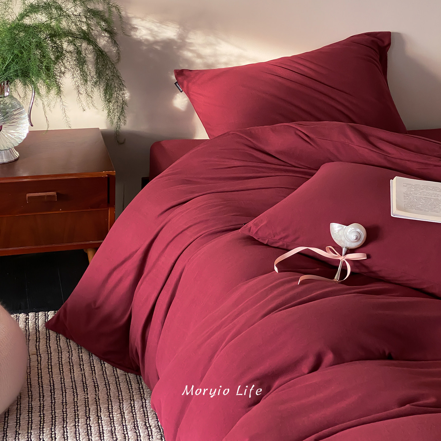 木悠秋冬加厚保暖发热双面针织棉磨毛四件套超柔裸睡被套床单床笠