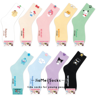 三丽鸥袜子女中筒袜立体小耳朵凯蒂猫美乐蒂丑鱼韩国卡通可爱长袜