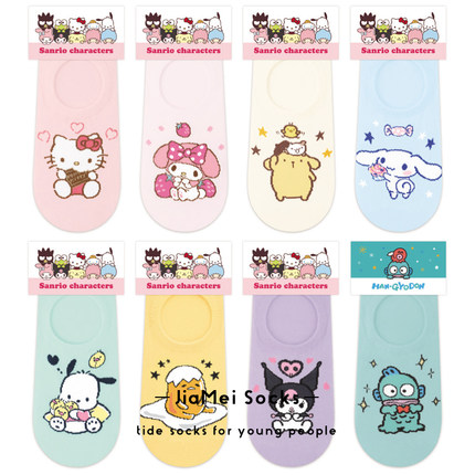 Hellokitty船袜女韩国可爱卡通三丽鸥美乐蒂玉桂狗库洛米丑鱼袜子