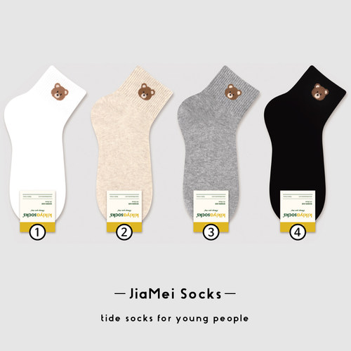 韩国可爱卡通女款小熊纯棉短袜