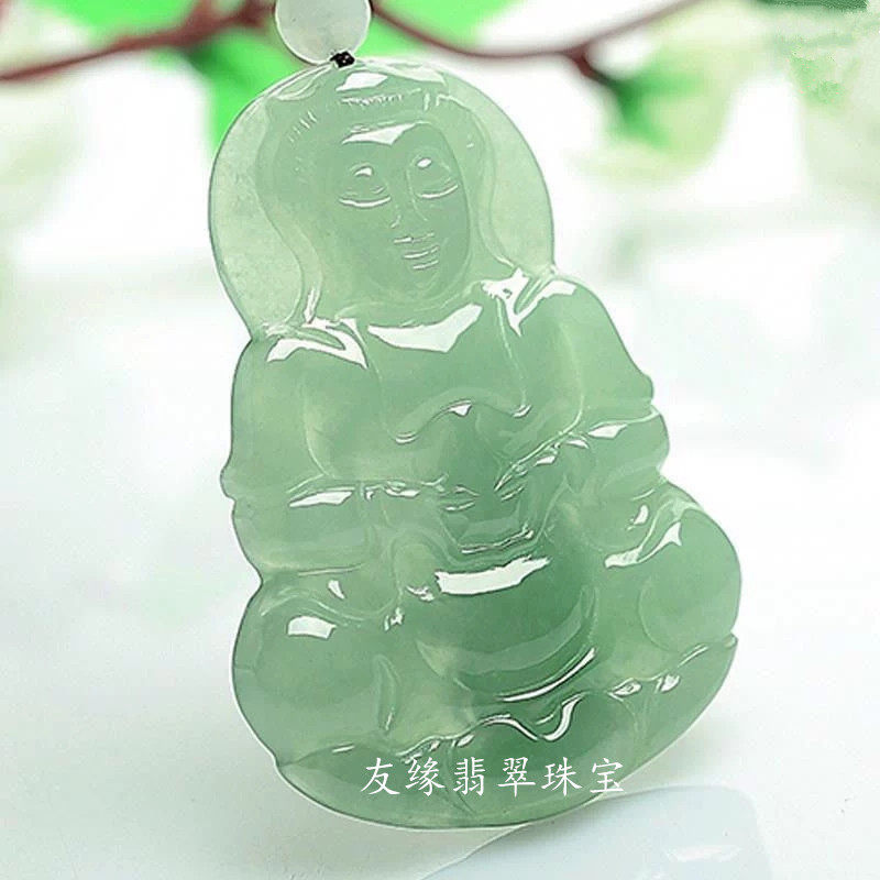 天然翡翠正品男款大号玉观音菩萨吊坠挂件翡翠A货新款菩萨保平安