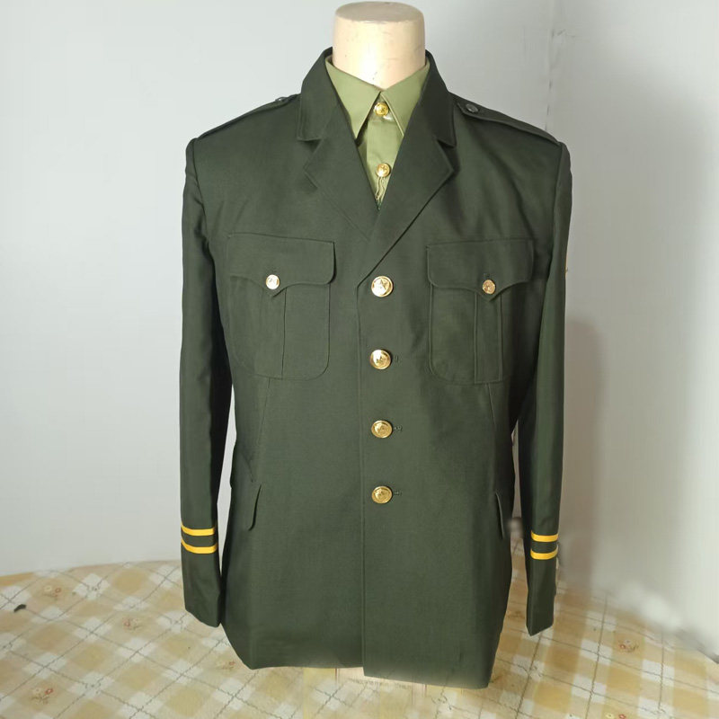 库存89式正品凡立丁套装绿色小西服翻领演出服老式怀旧春夏服装