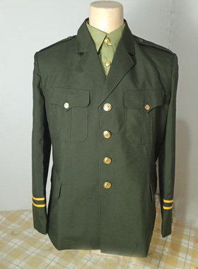 库存89式正品凡立丁套装绿色小西服翻领演出服老式怀旧春夏男装