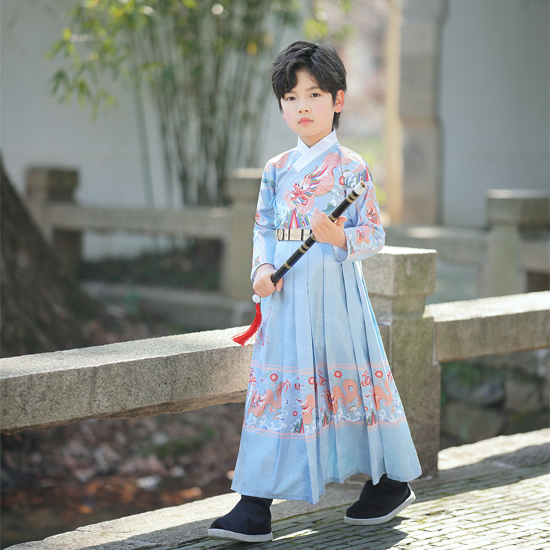 男童飞鱼服明制锦衣卫儿童汉服男孩蟒袍古装侠客书生演出服公子服-封面