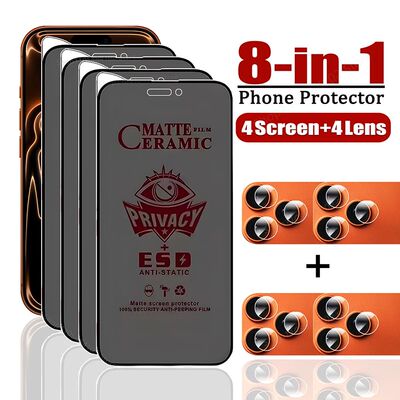 8-IN-1 Anti-Spy Matte Ceramic Screen Protector For iPhone 17