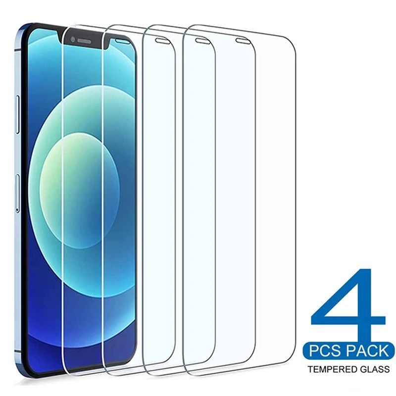 4PCS Protective Glass On For iPhone 16 15 14 13 12 11 Pro XR