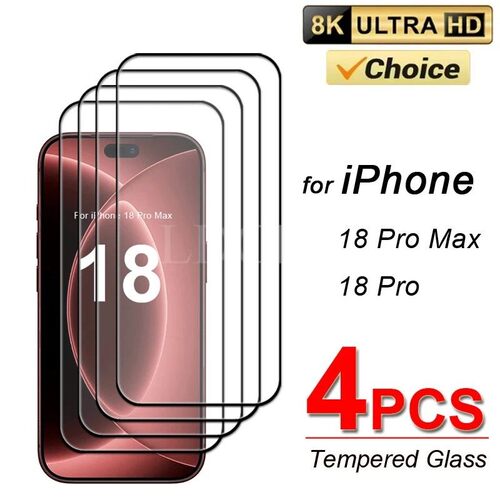 4 Pcs Glass For iPhone 18 Pro Max Glass Tempered Film Screen