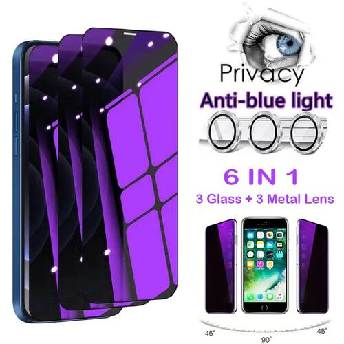 [3 Anti-Spy Glass +3 Lens Caps] Purple Ray Privacy Screen Pr
