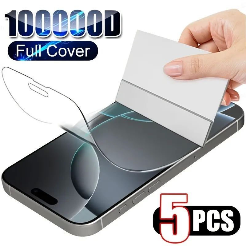 5Pcs HD Hydrogel Film for iPhone 16 15 14 13 12 11  Soft Screen Protector Film Anti-Fingerprint Film