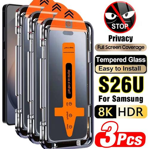 1/2/3Pack Easy Install Anti-spy Tempered Glass for Samsung G