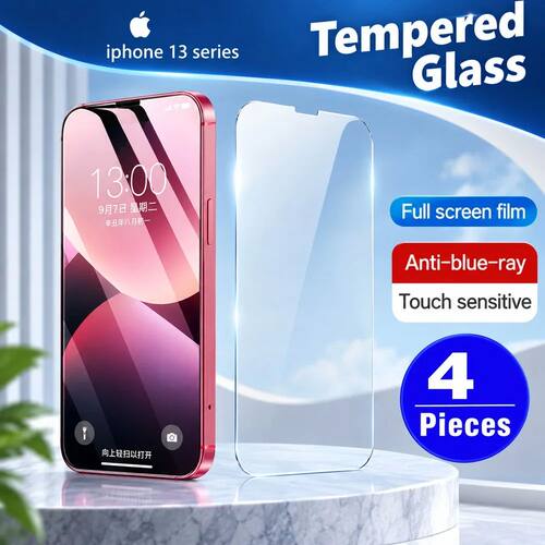 4PCS Tempered Glass Film For iPhone 17 18 16 15 14 13 13 mini Screen Protector For iPhone 13 Pro max