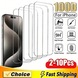 5Pcs Tempered Glass For iPhone 15 16 17 Pro Max Screen Protector For iPhone  Plus Protective Glass