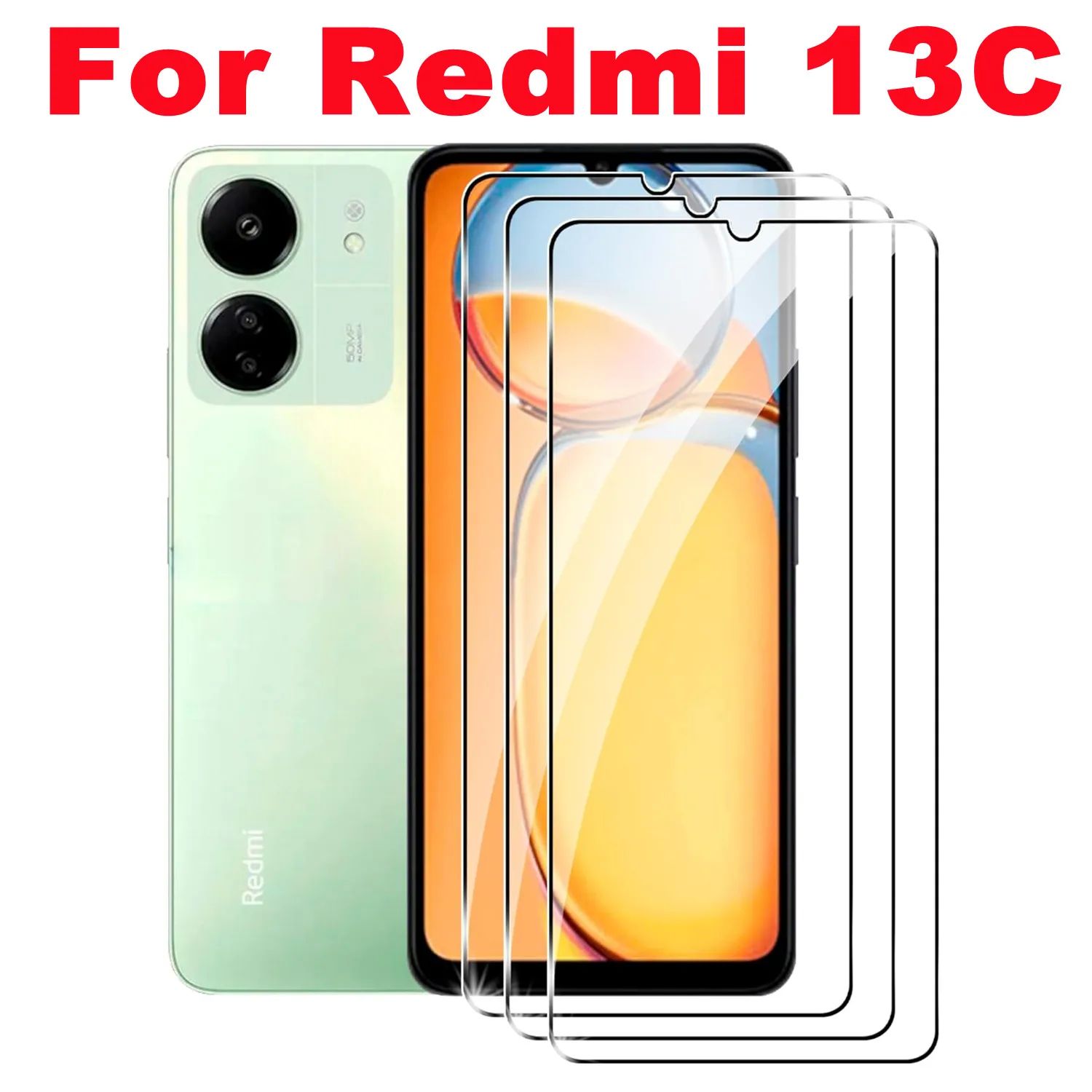 For Xiaomi Redmi 13C,Tempered Glass, HD Screen Protector 2/4