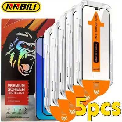 NNBILI 5pcs HD Tempered Glass Screen Protectors for iPhone 1