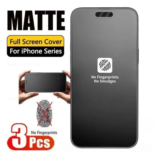 3Pcs Matte Tempered Glass Film for iPhone 17 16 15 14 Pro Ma
