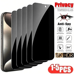 5Pcs Privacy Screen Protector for IPhone 14 15 Pro Max 15 14 Plus Anti-spy Tempered Glass for IPhone