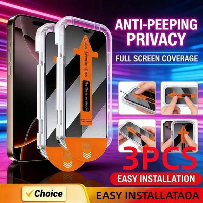 3PCS Anti-Peeping Tempered Glass For iPhone17 16 15 14 13 12