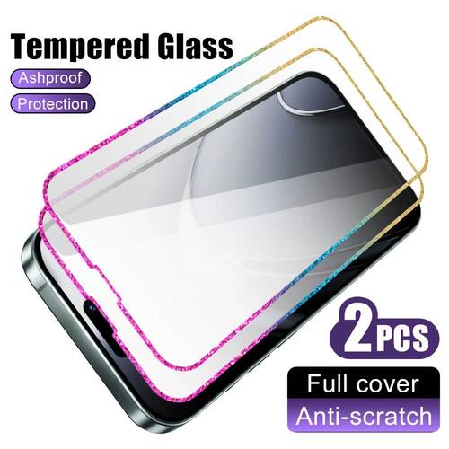 NNBILI 2pcs Diamond Edge Tempered Glass Transparent Screen P