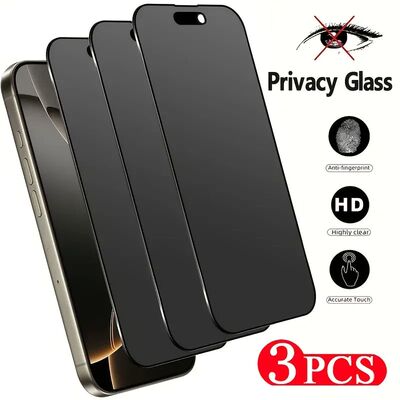 3 Pieces of Black Border Peeping Tempered Film Suitable for