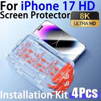 4Pcs HD Screen Protector For IPhone 17 16 15 Pro Max 14 13 1