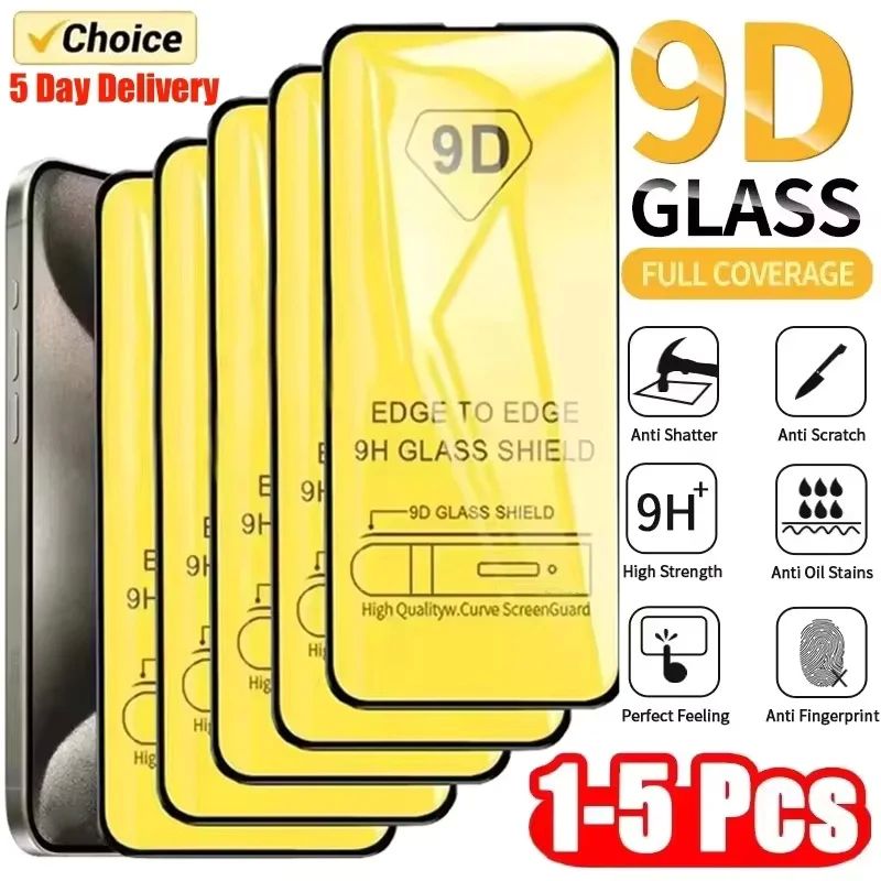 1-5PCS 9D Full Cover Tempered Glass For iPhone 11 12 13 14 1