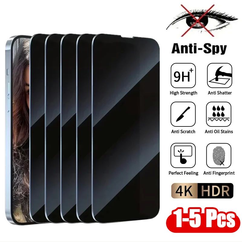 1-5Pcs Anti Spy Tempered Glass For iPhone 16 14 13 11 15Pro