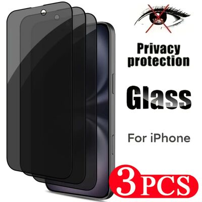 3Pcs Full Cover Black Edge Anti-spy Tempered Glass Private Screen Protector For iPhone 17 16 15 14 X
