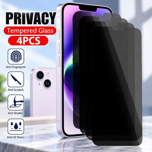 4PCS Privacy Tempered Glass For iPhone 13 12 11 18 Anti Spy Screen Protector For iPhone 17 16 15 14