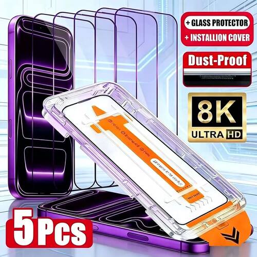 1-5Pcs Dust Free Easy Installation Screen Protector For iPho