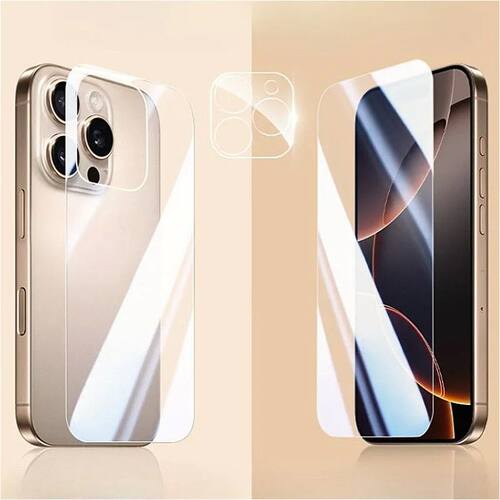 3In1 for iPhone 16 15 14 Pro Max Plus Tempered Glass Screen