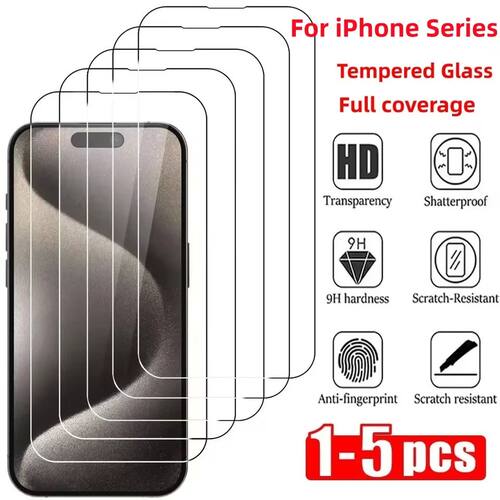 1-5Pcs Tempered Glass For iPhone 17 16 13 12 11 14 15 Pro Ma