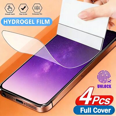 4Pcs Ultra Clear Hydrogel Film for iPhone 17 16 15 14 Pro Ma