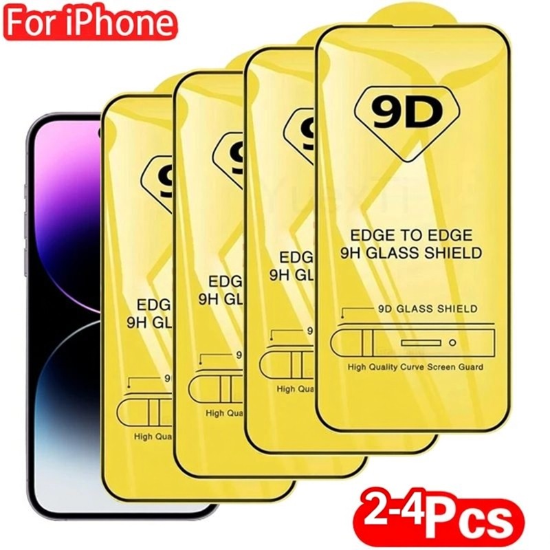 2/4PCS 9D Tempered Glass For iPhone 17 16 15 14 13 12 ProMax Screen Protector For iPhone  Glass Film - 实物图