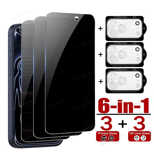 6-IN-1 Privacy Tempered Glass Screen Protector For iPhone 17